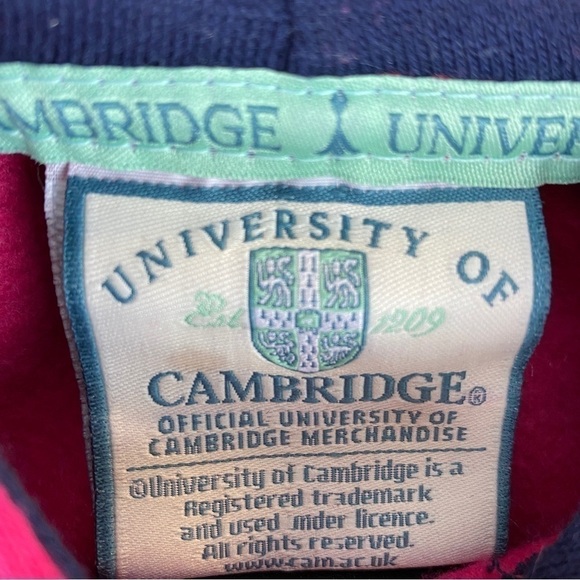 𝅺Cambridge University Casual Athleisure Pocket Hooded Sweatshirt Medium Pink - Picture 6 of 9